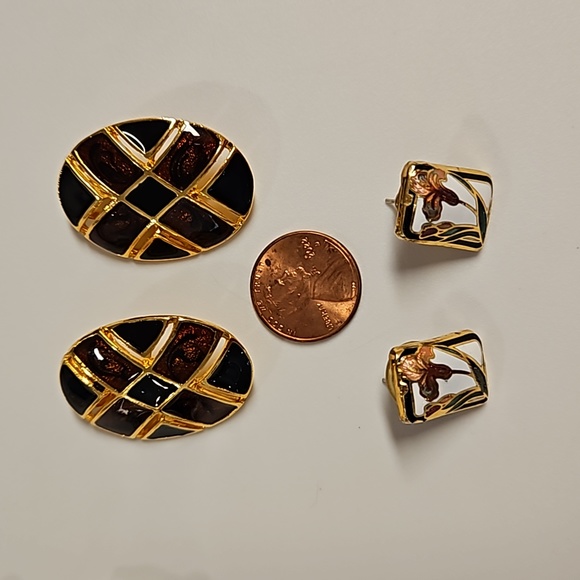 Mixed lot 6 pair of silver tone, gold tone clip on pierced estate sale vintage - Picture 2 of 10